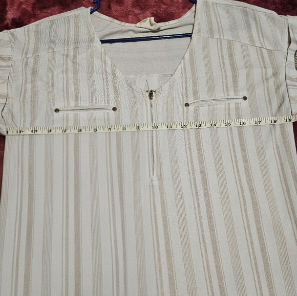 ⚡️Striped White Blouse with Zipper - Picture 4 of 4